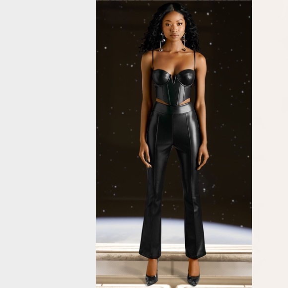 NWOT Oh Polly Faux Vegan Pleather Pants Sz 4 - Picture 2 of 11